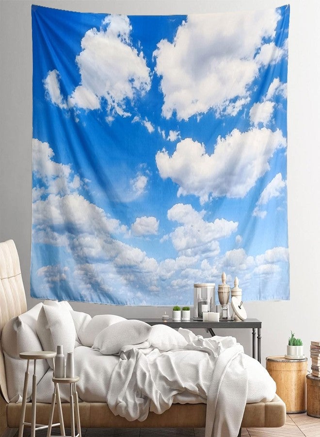 TUGCAY Blue Sky Tapestry White Cloud Tapestry Wall Hanging Ceiling Tapestries Clear Sunny Sky Clouds Backdrop Art Poster Wall Decor for Bedroom Living Room Dorm Kitchen Bathroom, 90x70 Inch - Image 4